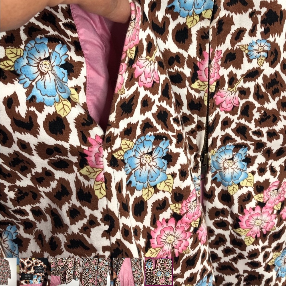 NICOLE MILLER Trench Coat Leopard Floral Print